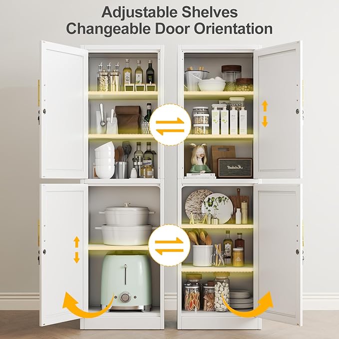 Metal Locker Tall Narrow Storage Cabinet, 67" H Locking Tool File Cabinets Snack Locker Organizer for School Classroom,Bedroom,Gym Home Office,Entryway and Hallway (20" W 2Door White)