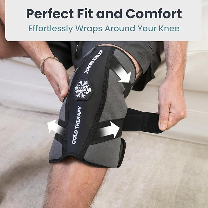 Knee Ice Pack Wrap (1 Pack) - Adjustable Ice Pack for Knees Surgery, Replacement, Arthritis Pain, ACL, Sports Injuries, Post Surgery, for Long Duration - 1 Pack (Black)