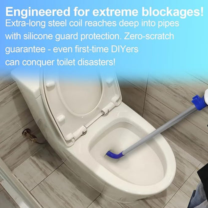 Toilet Snake Drain Clog Remover Tool, Closet Aauger Toilet Auger 6FT - Rust-Resistant with Non-Scratch Silicone Head, No Plumber Needed for Unclogging Toilets