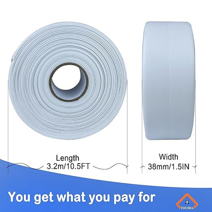 White Caulk Tape for Bath & Kitchen,Caulking Tape for Bathroom Caulking White Self Adhesive Caulk Strip,tub Surround,Toilet Bowl Stick on Gel,Kitchen Countertop (1.5in x 10.5ft)