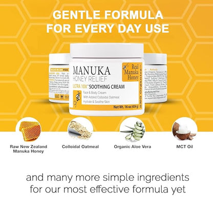 Super Natural Goods Manuka Honey Cream (16oz) – Hydrating Lotion for All Skin Types Suitable for Kids and Adults | Moisturizing Body Cream with Real Manuka Honey Aloe Vera Juice and Cocoa Butter