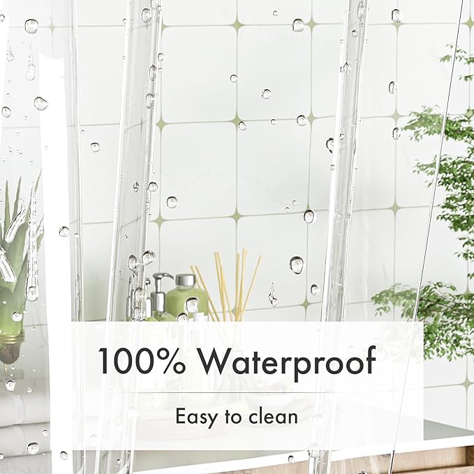 Amazer Stall Shower Curtain Liner, 36x72 Plastic Clear Shower Liner PEVA Medium Weight Inside Shower Curtains for Bathroom with Rustproof Grommets