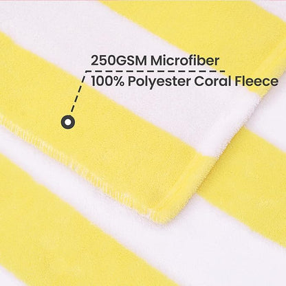 Touchat Beach Towel Oversized,Super Absorbent Sand Free Thick Microfiber Beach Towel (Yellow 4Pack, 30”x60“)