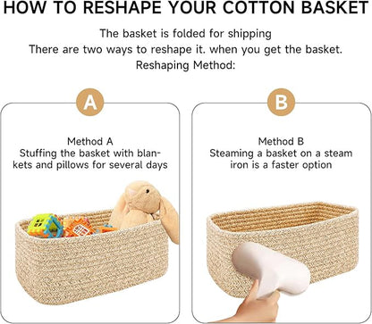 Small Storage Baskets for Organizing | Closet Organizer Bins | Shelf Toy Basket | Woven Rope Baskets | Cube Decorative Box | Shallow Basket | 11.5x7.5x4.7” | 4 Packs Black