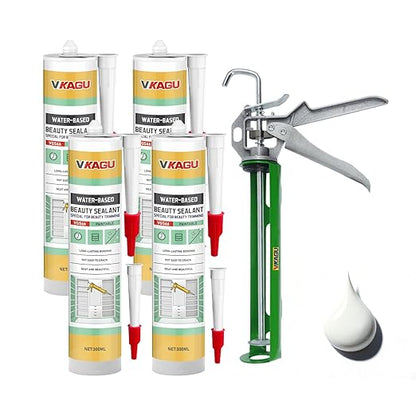 VGS66 Beauty Silicone Sealant for Trim & Baseboards - Flexible Interior Gap Filler for Crown Molding, Door Frames & Woodwork - Easy Water Clean-Up, Paint-Ready in 30 Mins, White