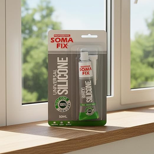 Silicone Caulk - Squeeze Tube Silicone Sealant for Wood, Kitchen, Bathroom, Sink, and Windows - Multi-Purpose & Waterproof (Gray)