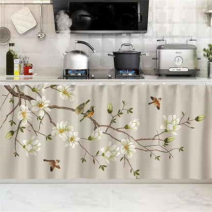 SK Studio Short Curtains for Kitchen, Cabinet Shelf Dust-Proof Blackout Tier Cafe Curtain Under Sink Skirt for Bathroom Laundry Room Style 12, 47.2" W x 23.6" H