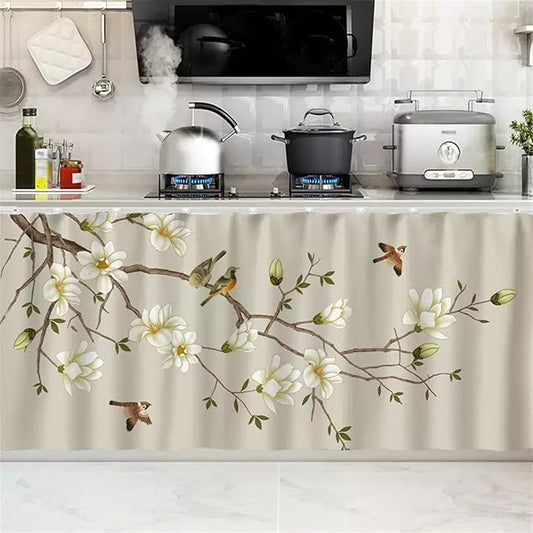 SK Studio Short Curtains for Kitchen, Cabinet Shelf Dust-Proof Blackout Tier Cafe Curtain Under Sink Skirt for Bathroom Laundry Room Style 12, 15.7" W x 31.5" H