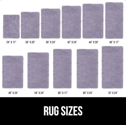 GORILLA GRIP Bath Rug Mat 30x20, Soft Absorbent Chenille, Quick Dry Microfiber Mats, Rubber Backing Washable Shower Floor Rugs, Bathmat Runner, US Designed Bathroom Decor Accessories Light Purple