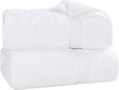 Superior Egyptian Cotton 2-Piece Bath Sheet Towel Set, Oversized Body Towels for Adults and Kids, Large Towel for Bath, Shower, Guest Bathroom, Spa, Gym, Resort, Essentials, Airbnb, White
