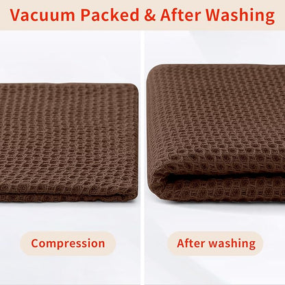 Homaxy 100% Cotton Waffle Weave Kitchen Dish Towels, Ultra Soft Absorbent Quick Drying Cleaning Towel, 13 x 28 Inches, 4-Pack, Coffee