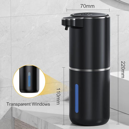 Automatic Soap Dispenser Touchless,Liquid Soap Dispenser 4-Level Adjustable Hands-Free Wall Mount Soap Dispensing for Bathroom and Kitchen Black