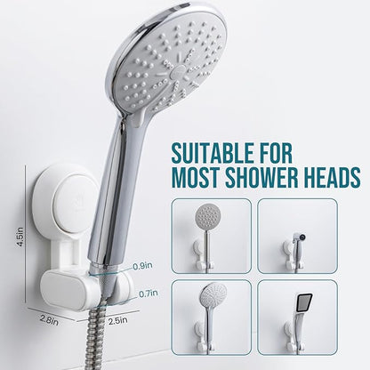TAILI Shower Head Holder Suction Cup, handheld Shower Head Bracket, Height Angle Adjustable Wall Mounted, Bathroom Showerhead Holder No Drilling Removable Waterproof, White