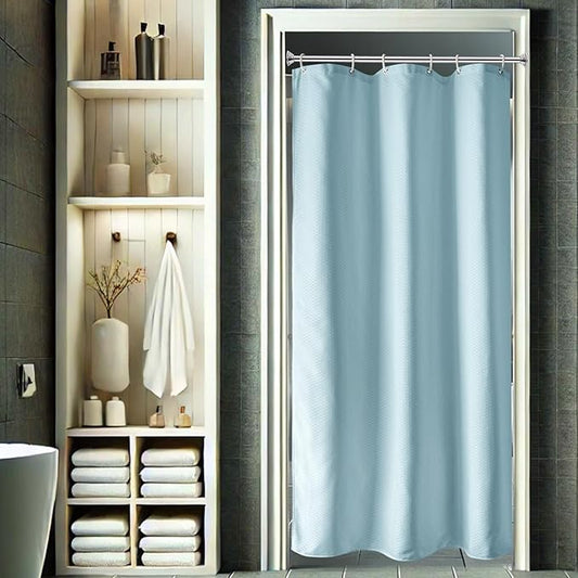 AooHome 36x72 Inch Stall Size Shower Curtain, Soft Fabric Waffle Weave Bathroom Curtain with Hooks, Weighted Hem, Heavy Duty, Water Repellent, Light Blue