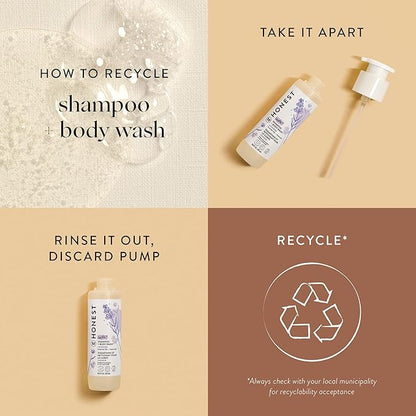 The Honest Company 2-in-1 Cleansing Shampoo Body Wash Gentle for Baby Naturally Derived Tear-free Hypoallergenic Lavender Calm 10 fl oz