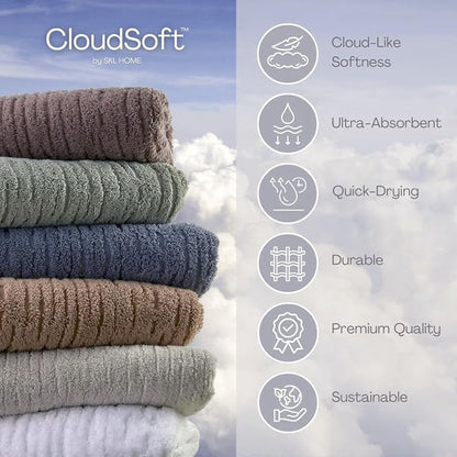 SKL Home CloudSoft Cotton Luxury 4 Pc Bath Towel Set, Oatmeal