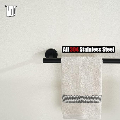 JQK Black Towel Bar, 20.5 Inch 304 Stainless Steel Thicken 0.8mm Towel Rack Bathroom, Towel Holder Matte Black Wall Mount, Useable Length 18 Inch 2 Pack, TB110L18-PB-P2
