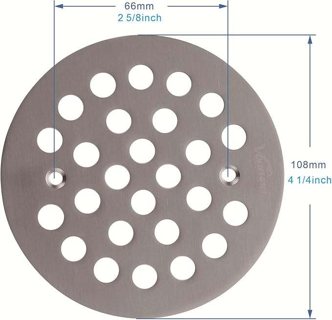 4-1/4Inch（108mm Screw-in Shower Strainer Drain Cover Replacement Floor Strainer Floor Drain (Brushed Nickel)