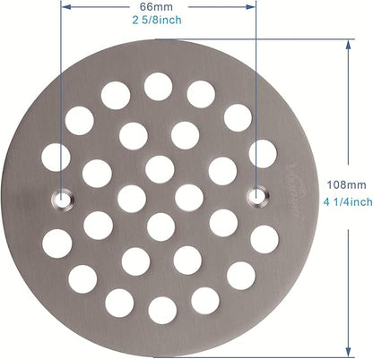 4-1/4Inch（108mm Screw-in Shower Strainer Drain Cover Replacement Floor Strainer Floor Drain (Brushed Nickel)
