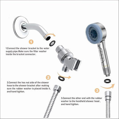 Filtered Shower Head with Handheld, High Pressure Shower Heads - 4 Spray Modes, Power Wash for Pets Bath, ON/OFF Switch & Water Saving Design (Deep Gray)