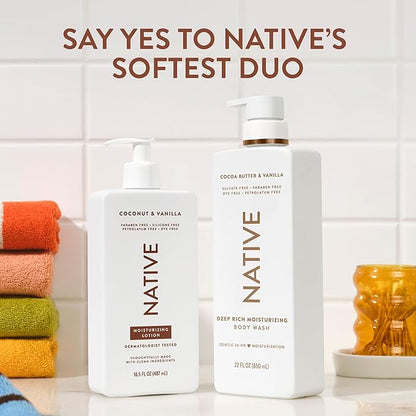 Native Body Lotion Contains Naturally Derived Plant-Based Moisturizers for Women and Men | Restores Dry Skin, Coconut & Vanilla, 16.5 fl oz
