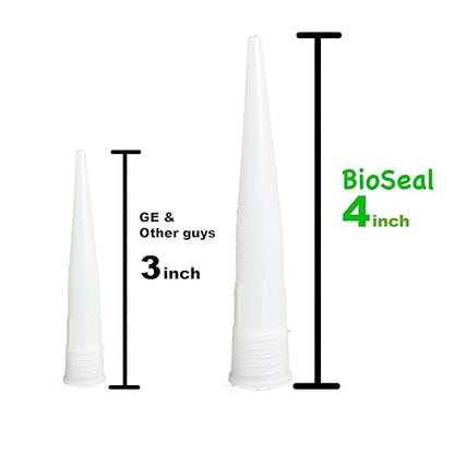 White BioSeal 100% Silicone Sealant Caulk Kitchen and Bath Grade, Waterproof and No Odor 10.1 Ounce Cartridge, 25 White Tubes/Box