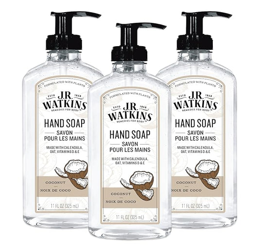 J.R. Watkins Gel Hand Soap, 3 Pack of 11 Fl Oz, Coconut