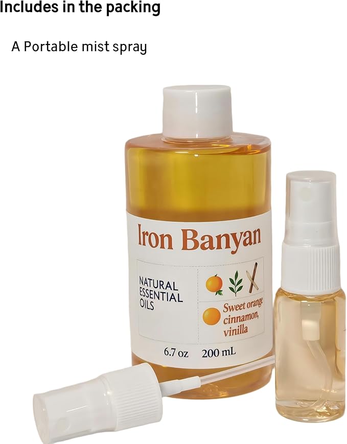 Aromatherapy Essential Oil Blend - 200mL, Orange Cinnamon Vanilla Scented Oil for Home Fragrance, Relaxation & Mood Enhancement