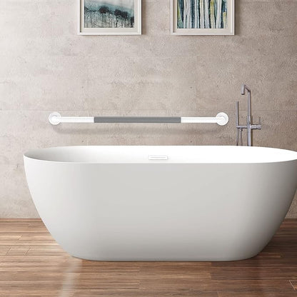 32 Inch Anti Slip Shower Grab Bar, Munzong White Stainless Steel Bathroom Grab Bar w/Gray Rubber Grip, Bathroom Balance Bar,Safety Handrail Support,Handicap Elderly Senior Assist Bath Handle