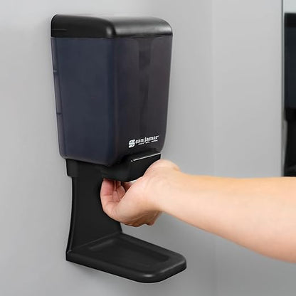 San Jamar Classic Soap Dispenser for Public Restrooms, Manual, Wall Mounted, Refillable, Plastic, 30 Ounce Capacity, Black Pearl (Pack of 6)