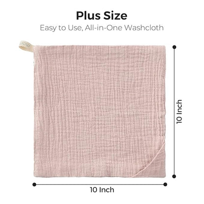Momcozy Baby Washcloths - 4 Layer Design| Medium Thickness| Soft & Absorbent| Premium Cotton for Newborns' Skin-Great for Bathing, Wiping & on-the-go Use, Shower Gift and Essential(5 Pack, 10x10 inch)