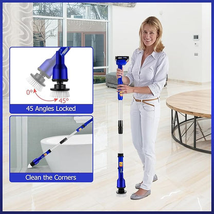 Lalafancy Bathroom Scrubber Electric with 2 Batteries, 1000RPM Cordless Spin Scrubber with 6 Replaceable Heads, Power Shower Cleaning Brush for Shower, Tile, Sink, Window, Floor, Tub, Grout