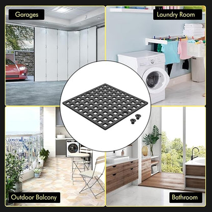 2PC 3-7/8" Matte Black Shower Drain Cover - Square Floor Drain Cover Replacement - Hair Catcher/Drain Strainer for Bathrooms, Showers, and Sinks - SUS304 Stainless Steel & CUPC Certified