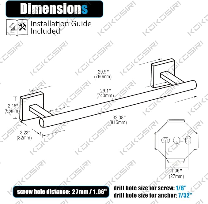 KOKOSIRI Bathroom Towel Bar 32'' Towel Holder for Bath Kitchen Cabinet Towel Rails 32 Inch Champagne Bronze Stainless Steel B4005CPG-L32