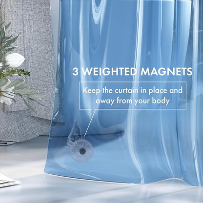 AmazerBath 72x78 Long Shower Curtain Liner, Clear Blue Plastic Shower Curtain Liners, Waterproof PEVA Shower Liner, Cute Lightweight Shower Curtains for Bathroom with 3 Magnets & Rustproof Grommets