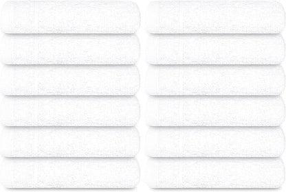 Tens Towels Pack of 12 Washcloths, 12 x 12 Inches, Lighter Weight, Quick to Dry, Super Soft & Absorbent, Gentle Face Towels, Hotel Quality, Perfect for Bathroom, Gym, Spa (White, 12 Pack)