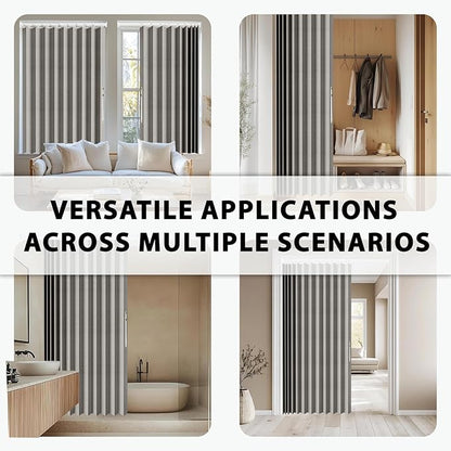 Accordion Door Curtain Set - 100% Blackout, with Curtain Rod Included, for Bedroom Privacy Protection (Grey-43 W x 78" L+Rod)