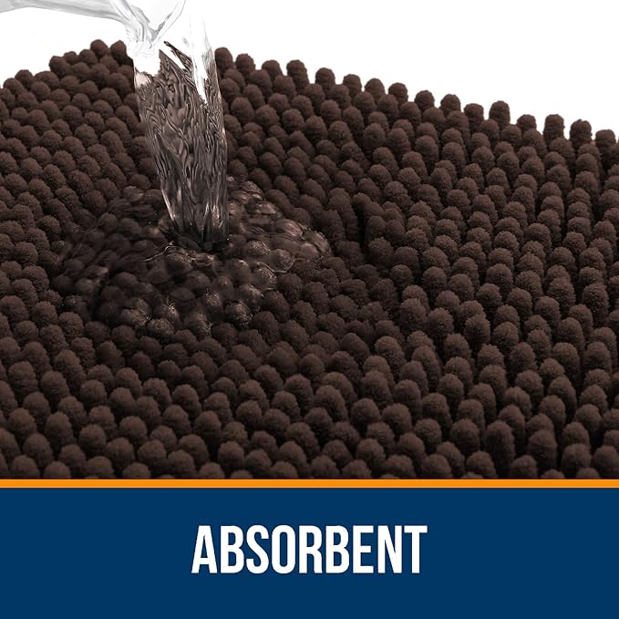 OLANLY Bathroom Rugs 44x32, Extra Soft Absorbent Chenille Bath Rugs, Rubber Backing Quick Dry, Machine Washable Bath Mats for Bathroom Floor, Tub and Shower, Home Decor Accessories, Brown