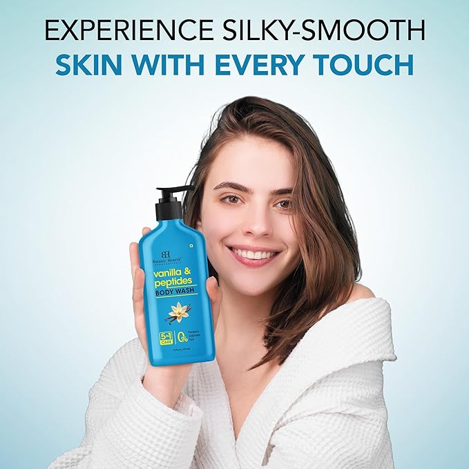 Botanic Hearth Vanilla Body Wash – Hydrating 5-in-1 Shower Gel with Warm Vanilla Aroma, Gentle Daily Cleanser for All Skin Types, Sulfate & Paraben Free – 16 fl oz