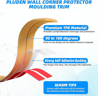 40FT Flexible Wall Corner Protector Moulding Trim, Peel and Stick Inside & Outside Wall Corner Guards Edge Protector,Self Adhesive Molding Trim Strip for Edge Ceiling