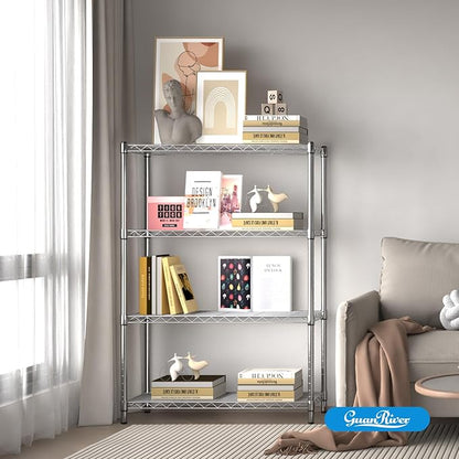 4-Shelf Adjustable Metal Shelf Wire Shelving Unit Storage Rack Display Shelf for Office,Kitchen,Bedroom,Bathroom,Laundry,Pantry Basement,Garage(Chrome,36" L x 14" W x 54" H)