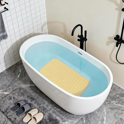 Anti-Slip Bathtub Shower mat, 27.5×14.5（Approximately 70×37cm） inch Soft Oversized Machine Washable Non-Slip Bathtub mat with Drainage Holes, Bathroom Floor Suction Cup.（1-Opaque Light Yellow）