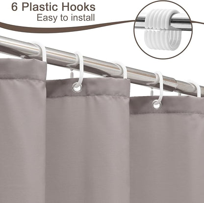AooHome Stall Size 36x72 Inch Shower Curtain Liner, Half Size Solid Shower Curtain with Hooks, Weighted Hem, Waterproof, Chocolate