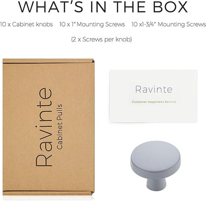 Ravinte 10 Pack Drawer Pulls 1-1/4 Inch Kitchen Cabinet Knobs Solid Round Dresser Drawer Knobs Grey Dresser Knobs Drawer Knobs Simple Cabinet Hardware for Cupboard Drawer Pulls