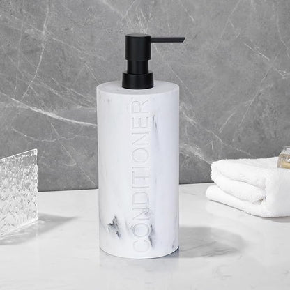 Conditioner Dispenser – Luxurious Refillable Pump Bottle with Embossed Text, Durable Construction for Bathroom and Kitchen