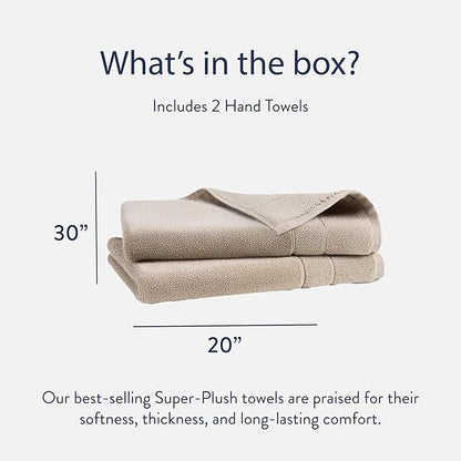 Brooklinen Super-Plush Turkish Cotton Hand Towels - Set of 2 - Cotton, 820 GSM, Highly Absorbent, Machine Washable, Perfect for Home & Bathroom (20" x 30", Driftwood)
