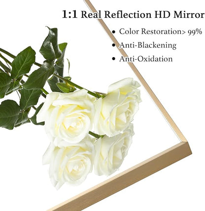 20x36 Inch Gold Bathroom Mirror - Copper-Free Mirror, Aluminum Alloy Frame Vanity Rectangle Wall Mounted Modern Mirror for Bedroom/Living Room/Porch Horizontal or Vertical