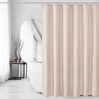 Gibelle Blush Pink Shower Curtain, Waffle Weave Textured Fabric Shower Curtain for Bathroom - Soft Cloth & Hotel Spa Luxury, Water Repellent, Machine Washable, 72X72, Blush Pink