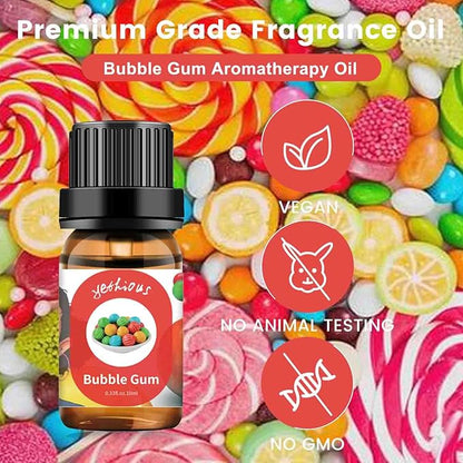 yethious Cotton Candy Bubble Gum Essential Oil Set, Cotton Candy Oil for Diffuser, Aromatherapy, Candle Soap Making - 2 Pack 0.33 Fl Oz Cotton Candy & Bubble Gum Oil