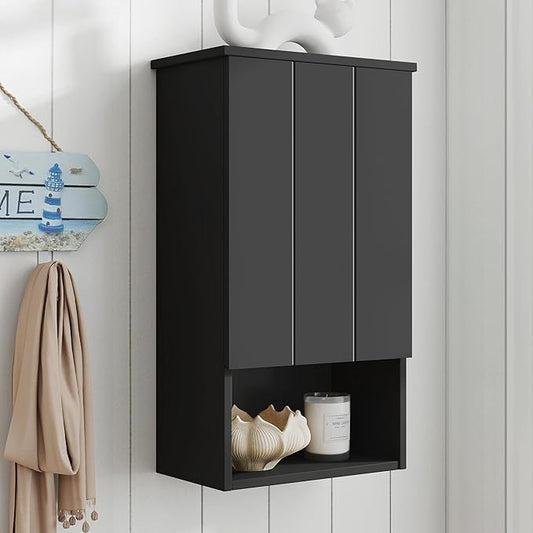 Bathroom Wall Cabinet with Single Door, Soft-Close Hinges, 15x27 inch Wooden Medicine Cabinet for Small Kitchen, Laundry, Entryway, Durable MDF Construction